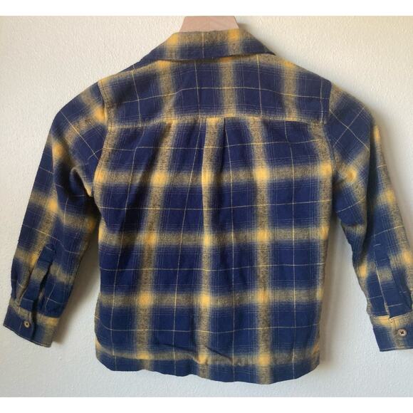 Nordstrom Flannel Long Sleeve Boy's 4 in Navy and Yellow - Picture 5 of 6